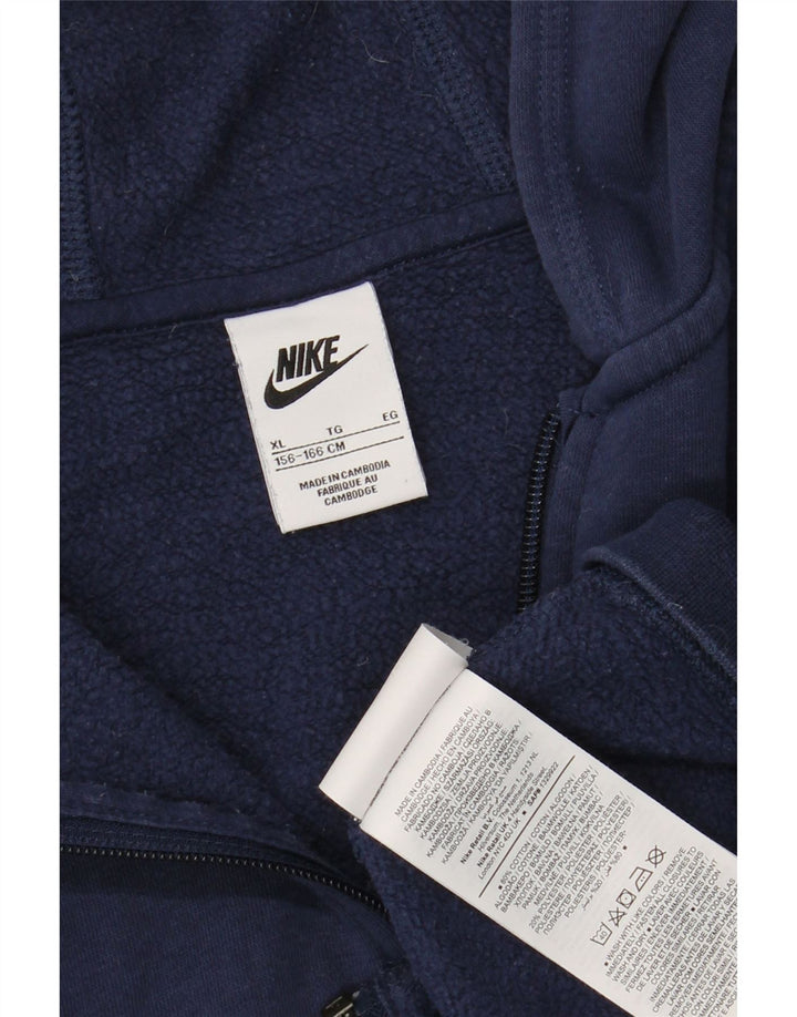 NIKE Girls Zip Hoodie πουλόβερ 15-16 ετών XL Navy Blue Cotton