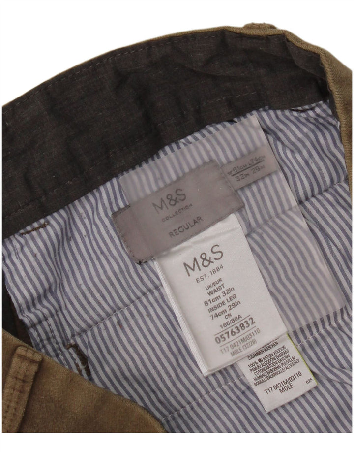 Marks & Spencer Γυναικείο κανονικό παντελόνι Chino W32 L29 Μπεζ βαμβακερό