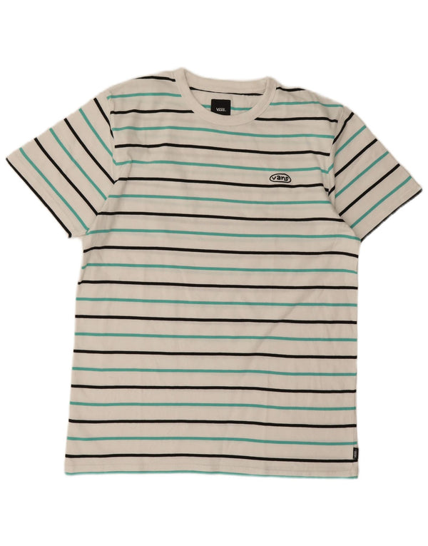 Vans Mens T-Shirt Top Medium White Striped