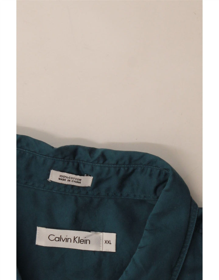 CALVIN KLEIN Mens Short Sleeve Shirt 2XL Blue Cotton