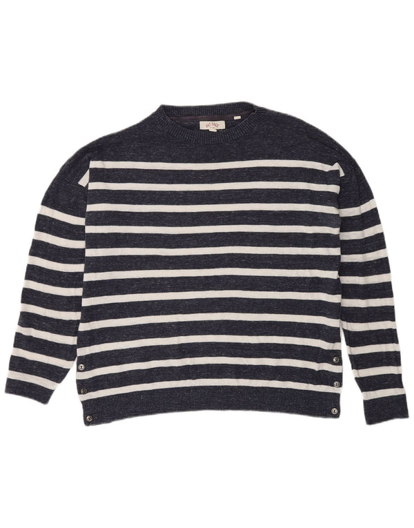 Fat Face Womens Boat Neck Jumper Sweater UK 10 Small Navy Blue Striped
