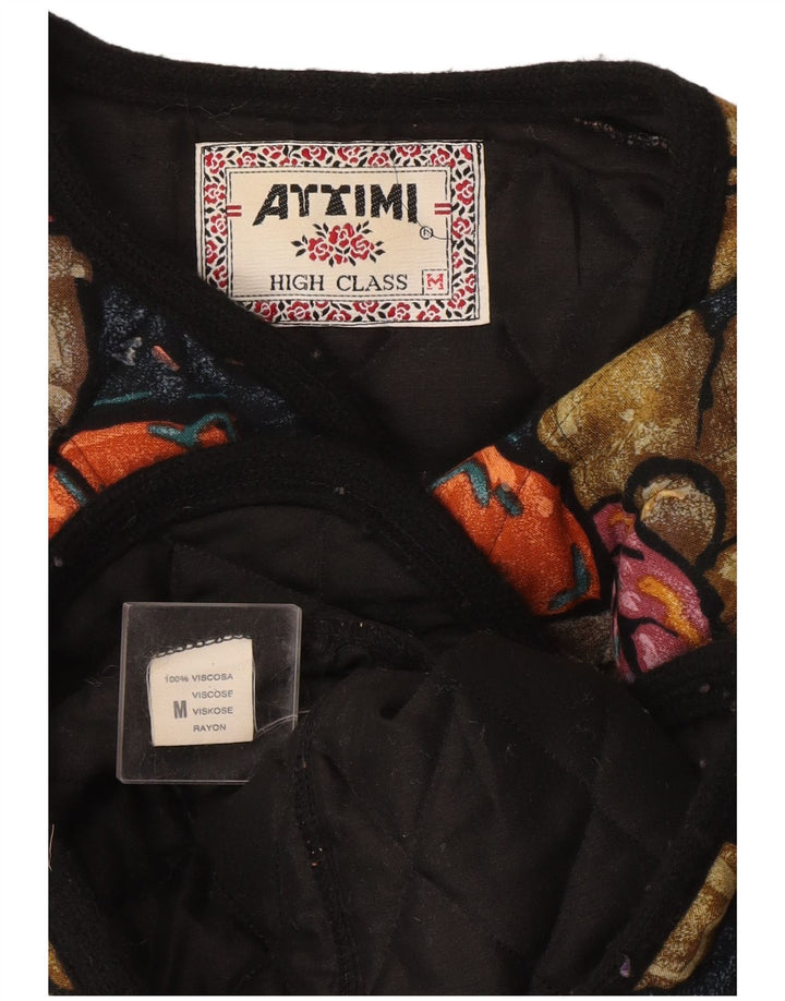 Vintage γυναικείο καπιτονέ μπουφάν UK 14 μεσαία πολύχρωμη φλοράλ βισκόζη