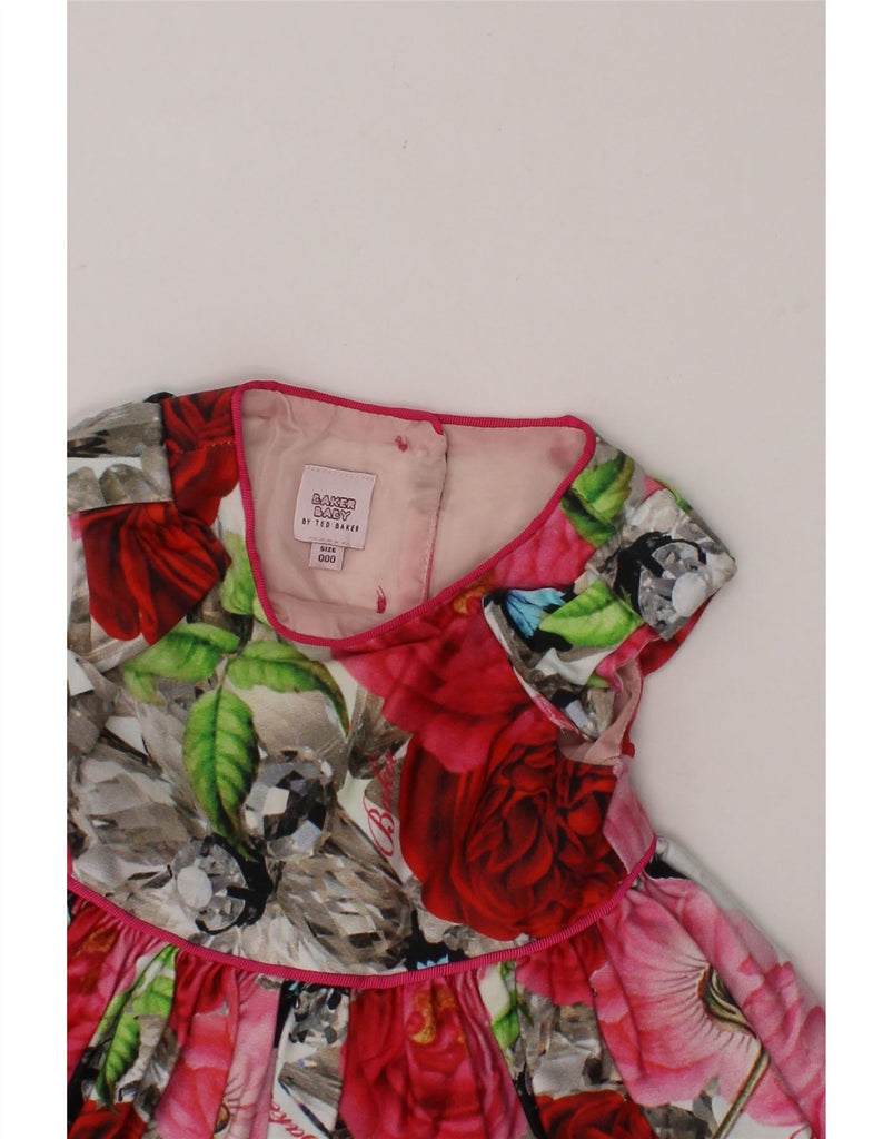 TED BAKER Baby Girls Sleeveless A-Line Dress 0-3 Months Red Floral Cotton Vintage Ted Baker and Second-Hand Ted Baker from Messina Hembry 