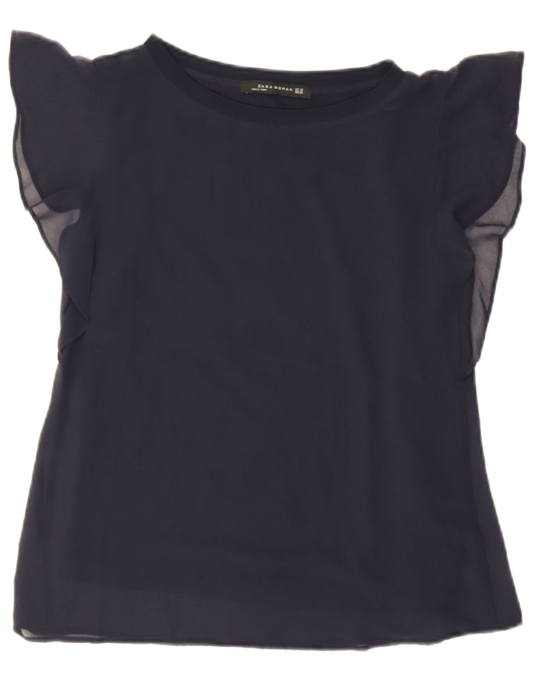 Zara Γυναικεία Μπλούζα Oversized Top UK 6 XS Navy Blue Viscose