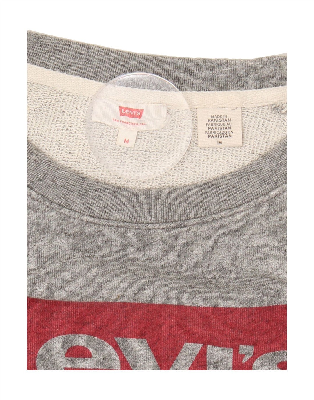 LEVI'S Mens Graphic Sweatshirt Jumper Medium Grey Cotton Vintage Levi's and Second-Hand Levi's from Messina Hembry 