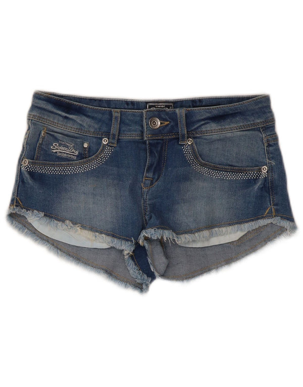Superdry Womens Denim Shorts W26 Small Blue Cotton
