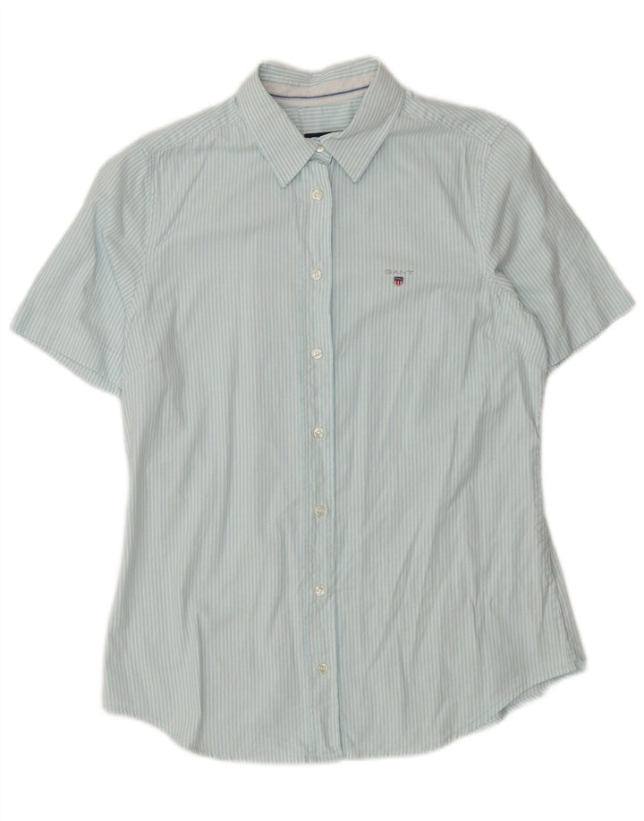 Γυναικείο κοντομάνικο πουκάμισο GANT UK 12 μεσαίο μπλε βαμβακερό ριγέ