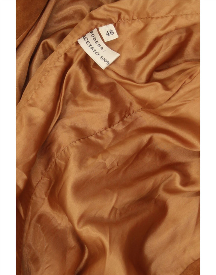 VINTAGE Γυναικείο σουέτ σακάκι με 2 κουμπιά IT 46 μεγάλο καφέ δέρμα