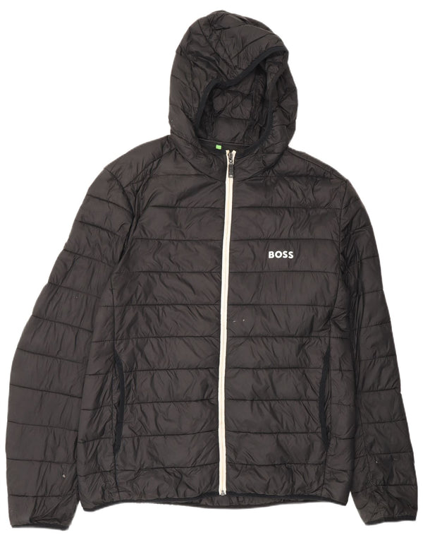 Ανδρικό μπουφάν Hugo Boss με κουκούλα UK 44 2XL μαύρο πολυαμίδιο