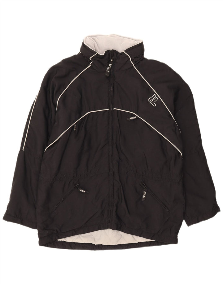 FILA Womens Loose Fit Windbreaker Coat US 8 Medium Black Polyamide