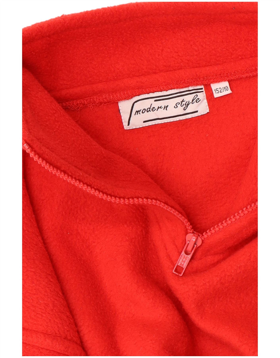 VINTAGE Boys Zip Neck Fleece Jumper 9-10 ετών Κόκκινο