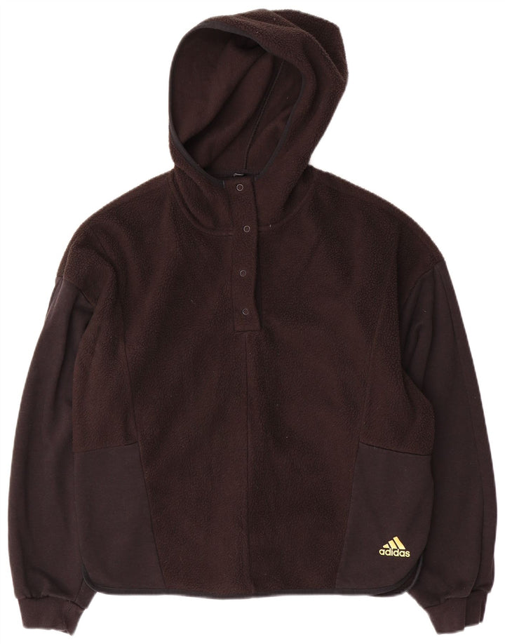 ADIDAS Γυναικείο υπερμεγέθη με κουκούλα Fleece Jumper UK 8/10 Μικρός μαύρος πολυεστέρας