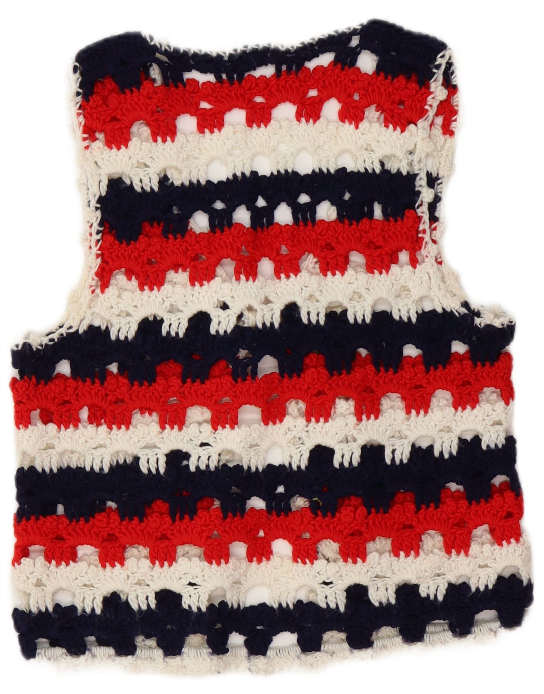 Vintage γυναικείο αμάνικο πουλόβερ UK 8 πολύχρωμο ριγέ