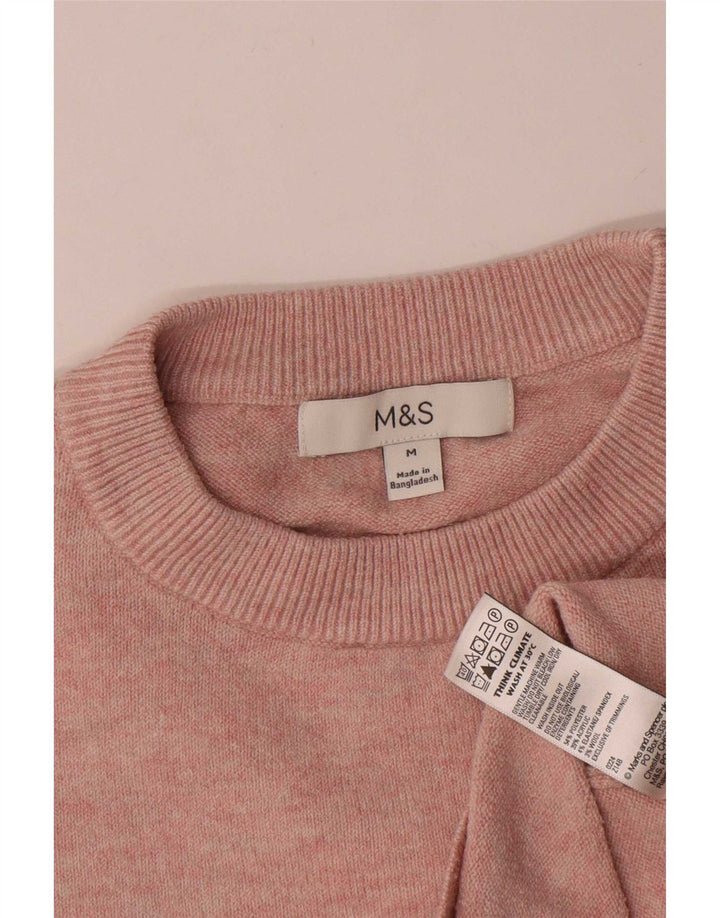 Marks & Spencer Γυναικείο πουλόβερ με λαιμόκοψη UK 14 Medium Pink Polyester