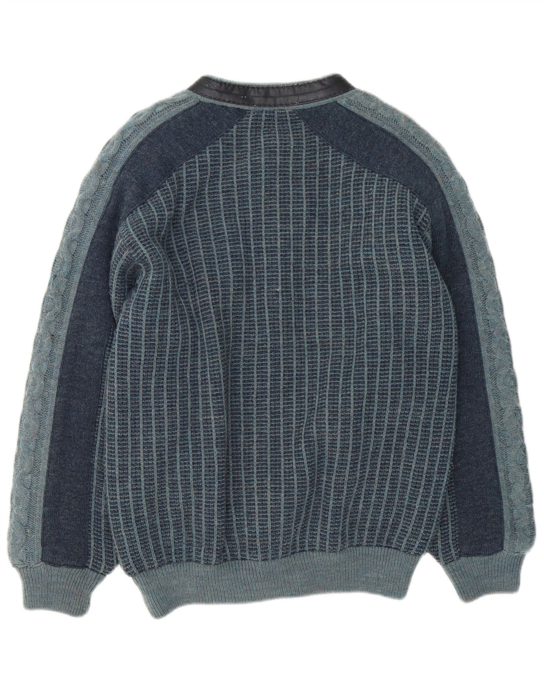 Vintage Ανδρικό πλεκτό μπουφάν Bomber IT 48 Medium Navy Blue ριγέ ακρυλικό