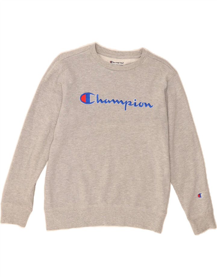 CHAMPION Womens Graphic Sweatshirt Jumper UK 12 Medium Grey Cotton Vintage Champion and Second-Hand Champion from Messina Hembry 
