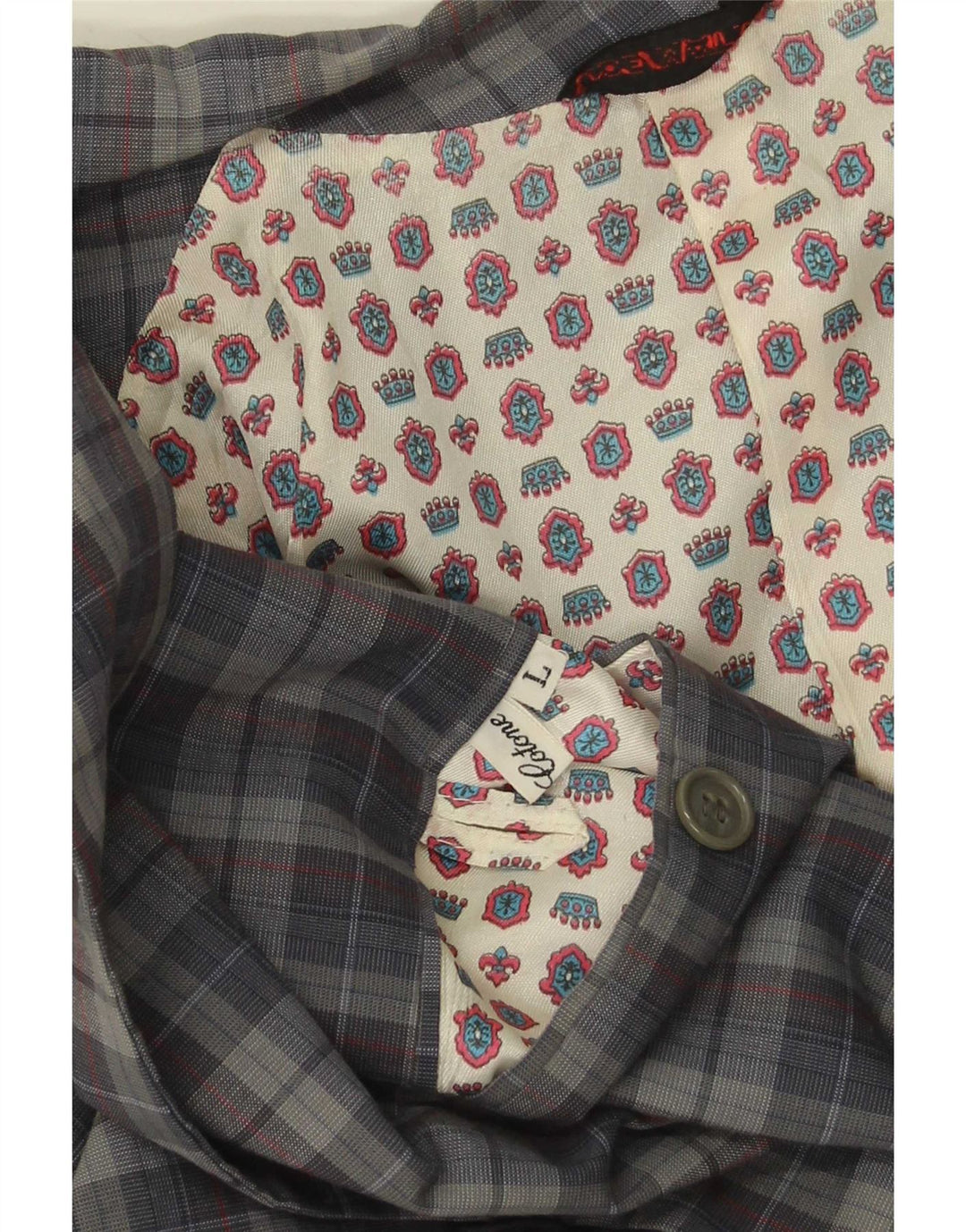 Vintage Ανδρικό σακάκι με 2 κουμπιά UK 40 Large Grey Check Cotton