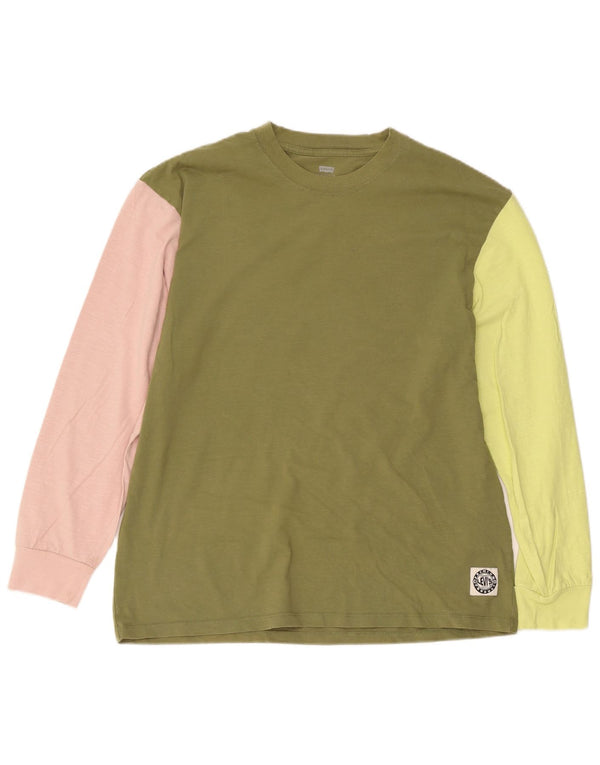 Levi's Mens Relaxed Top Long Sleeve Medium Green Colourblock Cotton