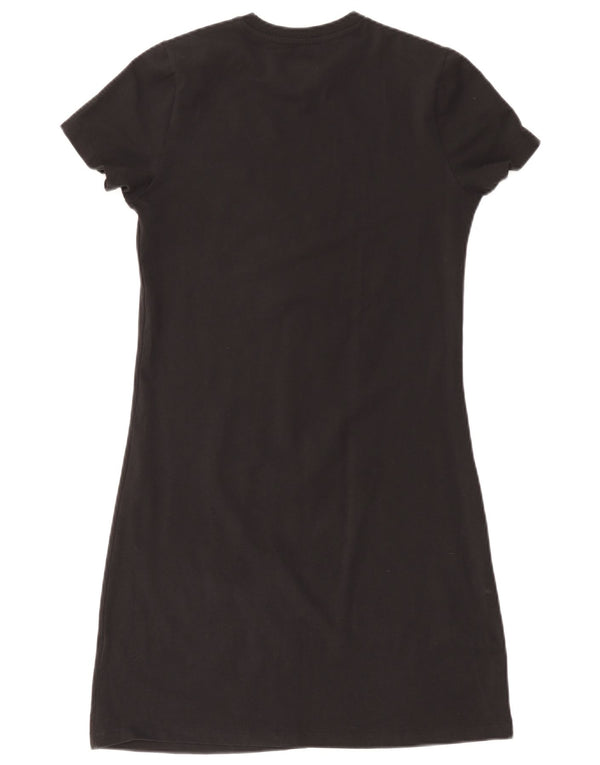 ADIDAS Girls Graphic T-Shirt Φόρεμα 14-15 ετών Μαύρο Βαμβακερό