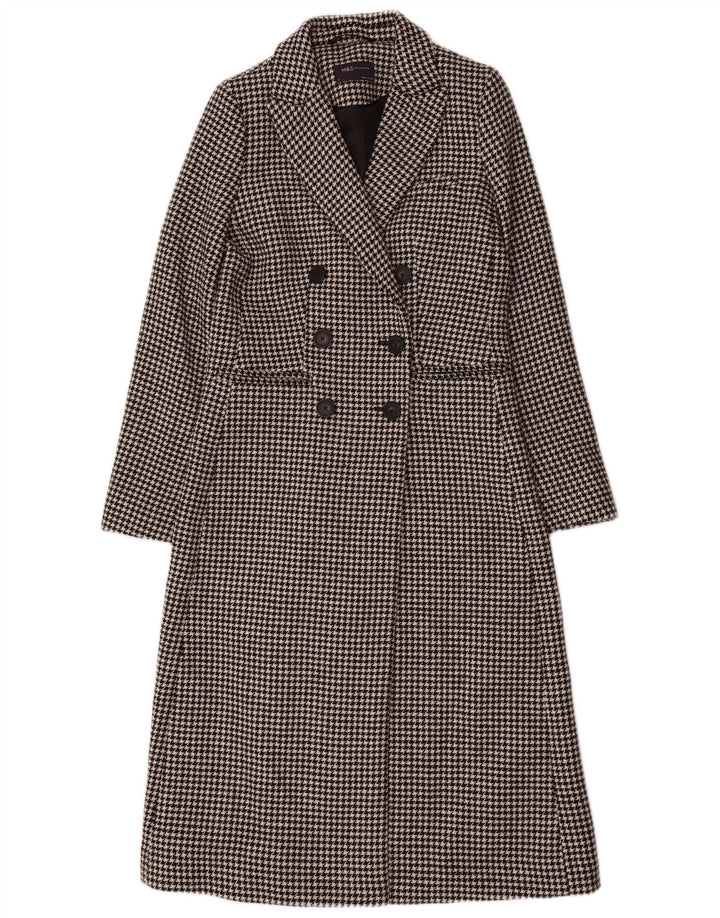 Marks & Spencer Γυναικείο παλτό με διπλό στήθος UK 8 Small Black Houndstooth