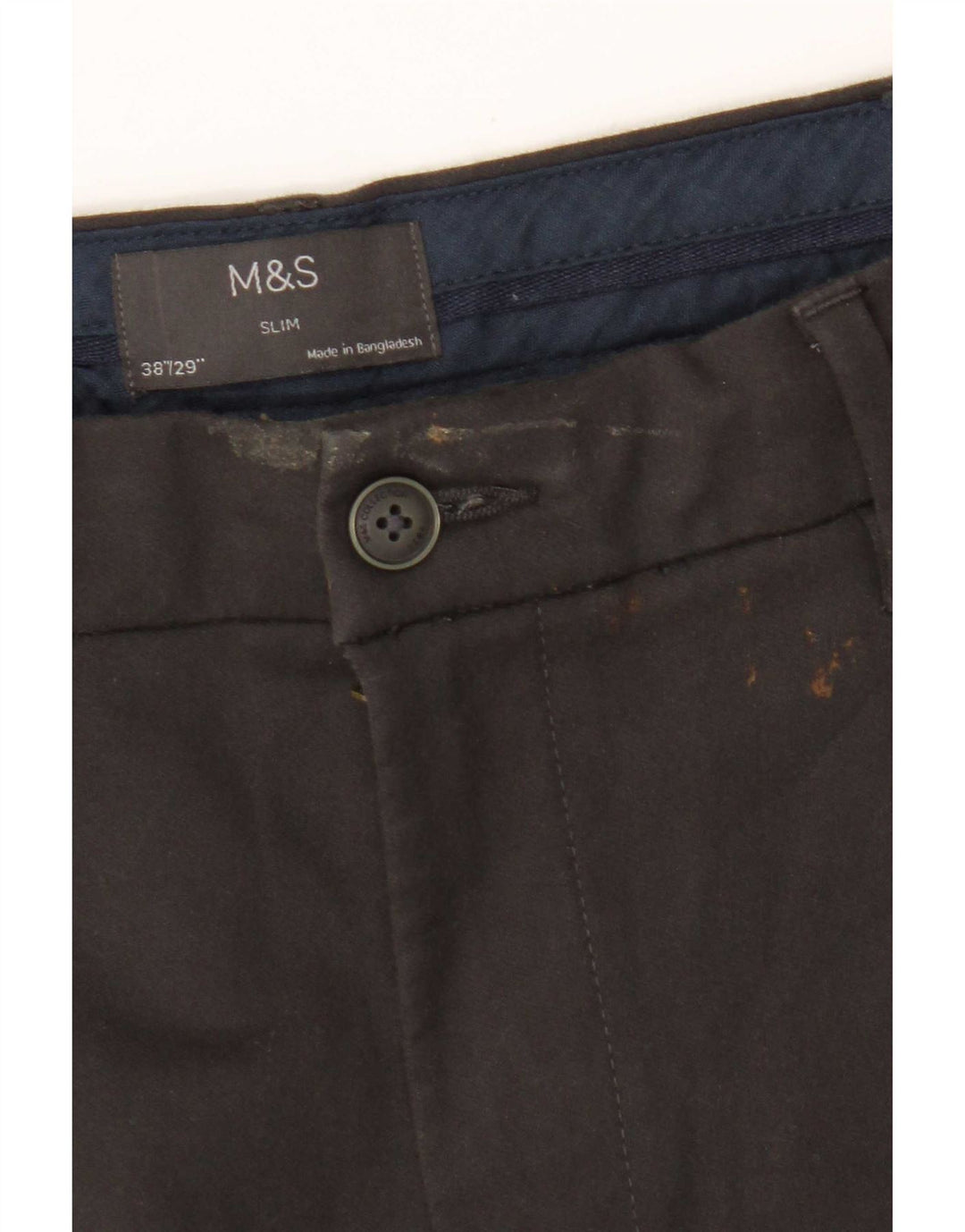 Ανδρικό παντελόνι Chino Marks & Spencer W38 L29 Γκρι βαμβακερό