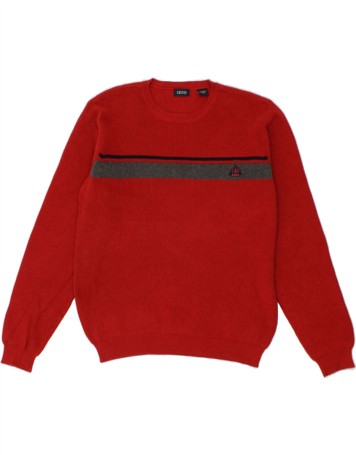 IZOD Mens Crew Neck Jumper Sweater Medium Red Cotton Vintage Izod and Second-Hand Izod from Messina Hembry 