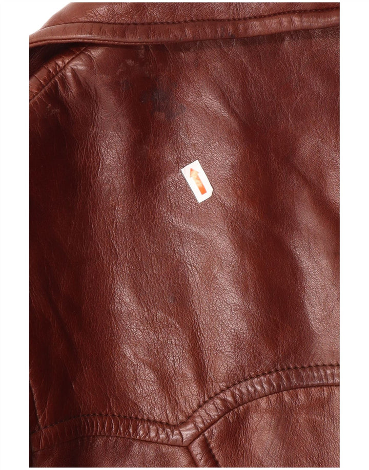 VINTAGE Γυναικείο Δερμάτινο Παλτό IT 52 2XL Καφέ Δερμάτινο