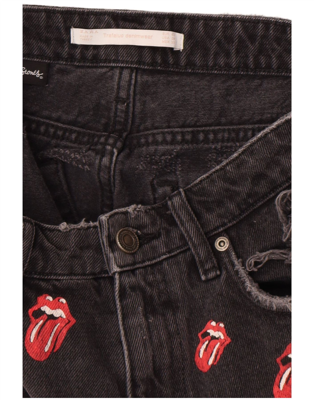 Γυναικείο Zara Graphic τζιν σορτς EU 40 Medium W30 Μαύρο
