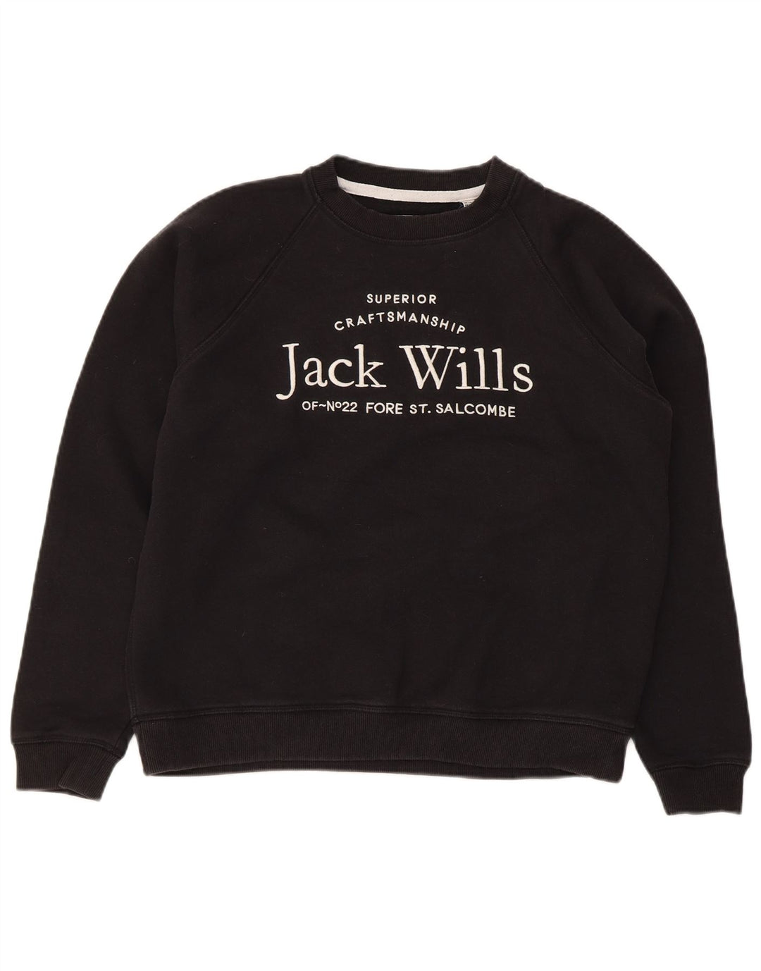 Jack Wills Γυναικείο Φούτερ γραφικό Jumper UK 12 μεσαίο μαύρο βαμβακερό