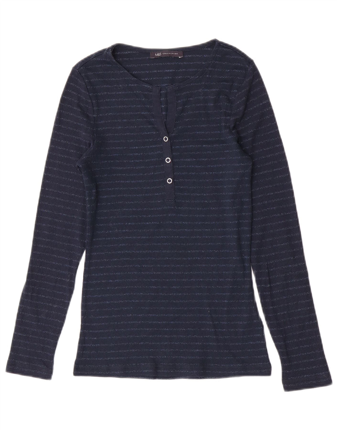 Marks & Spencer Γυναικεία μπλούζα μακρυμάνικη UK 8 Small Navy Blue ριγέ