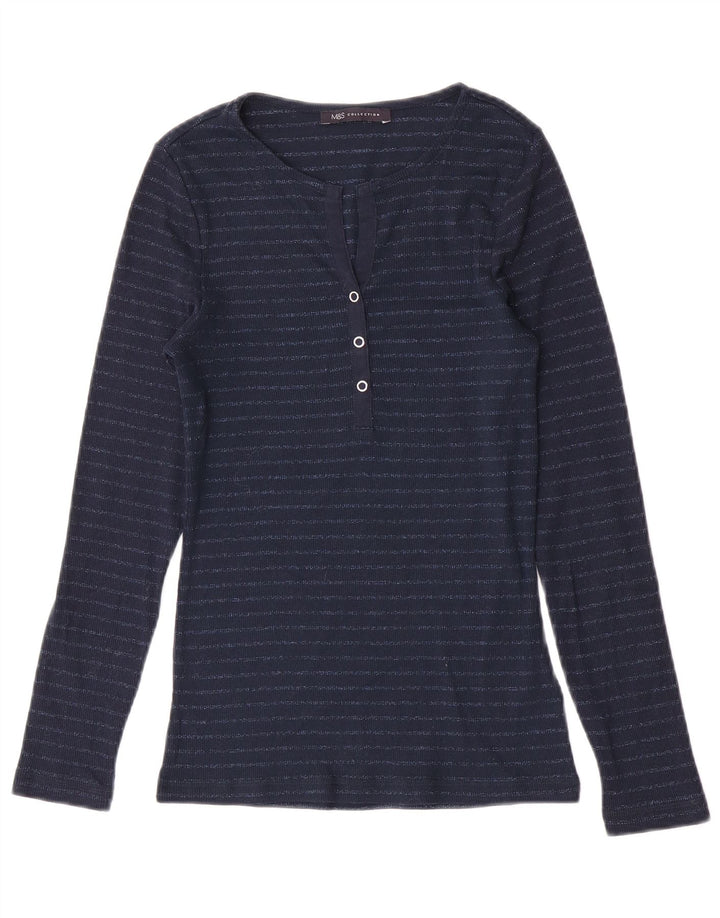 Marks & Spencer Γυναικεία μπλούζα μακρυμάνικη UK 8 Small Navy Blue ριγέ