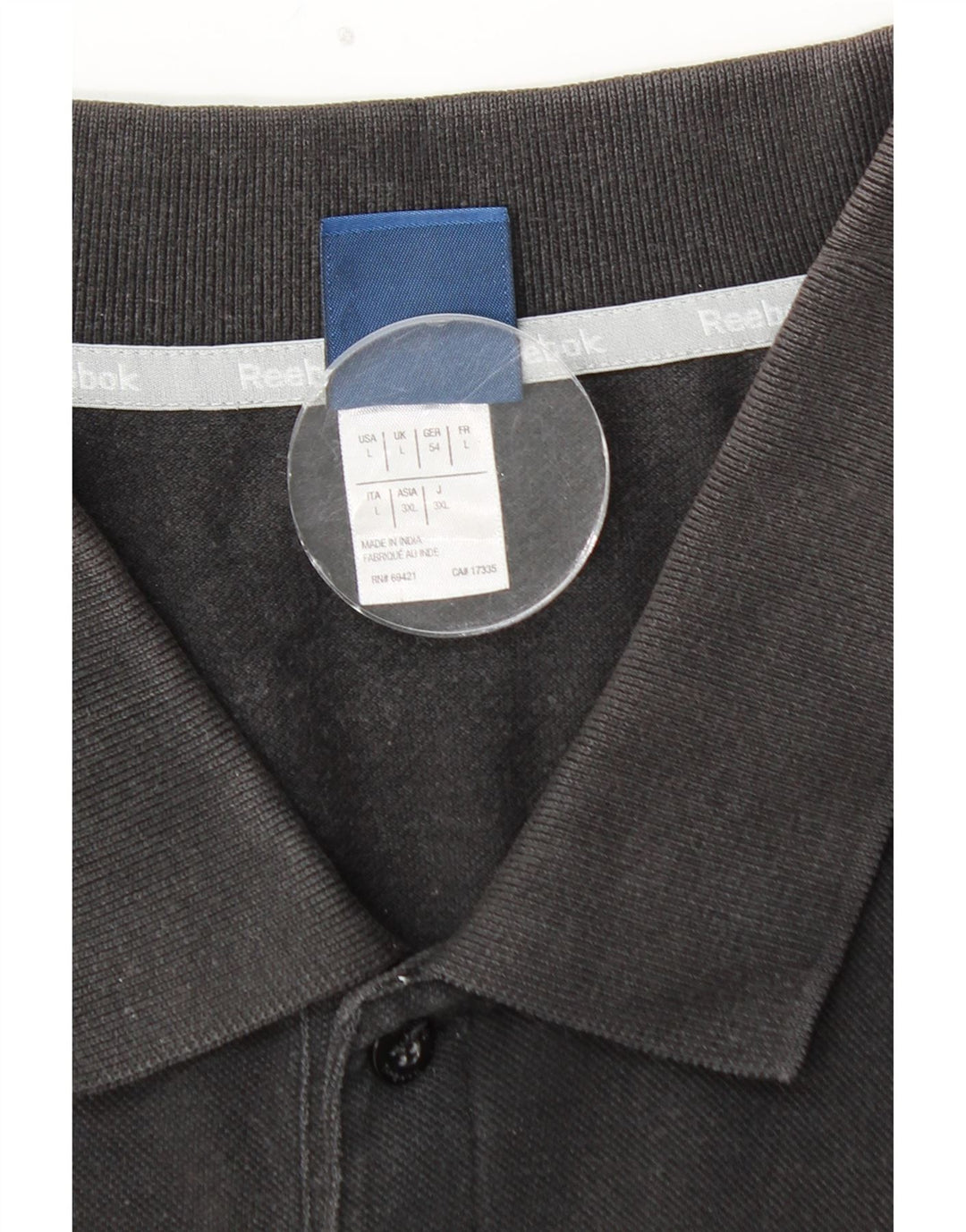 Ανδρικό πουκάμισο πόλο REEBOK μεγάλο μαύρο βαμβακερό