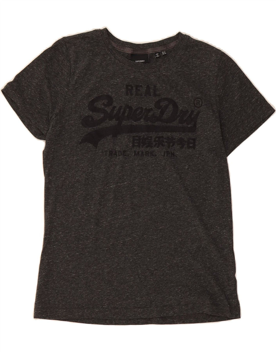 SUPERDRY Womens Graphic T-Shirt Top UK 10 Small  Grey Flecked Polyester Vintage Superdry and Second-Hand Superdry from Messina Hembry 
