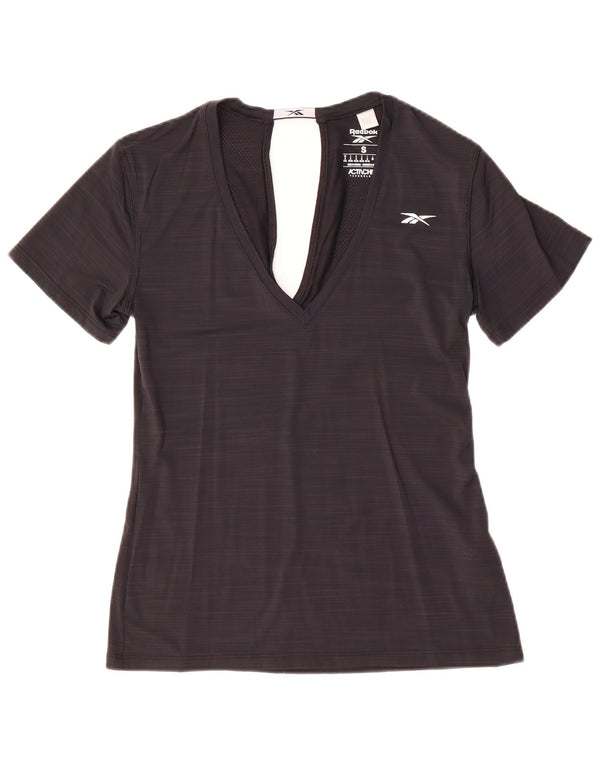 Reebok γυναικείο T-shirt Top UK 8/10 Small Black Flecked Nylon