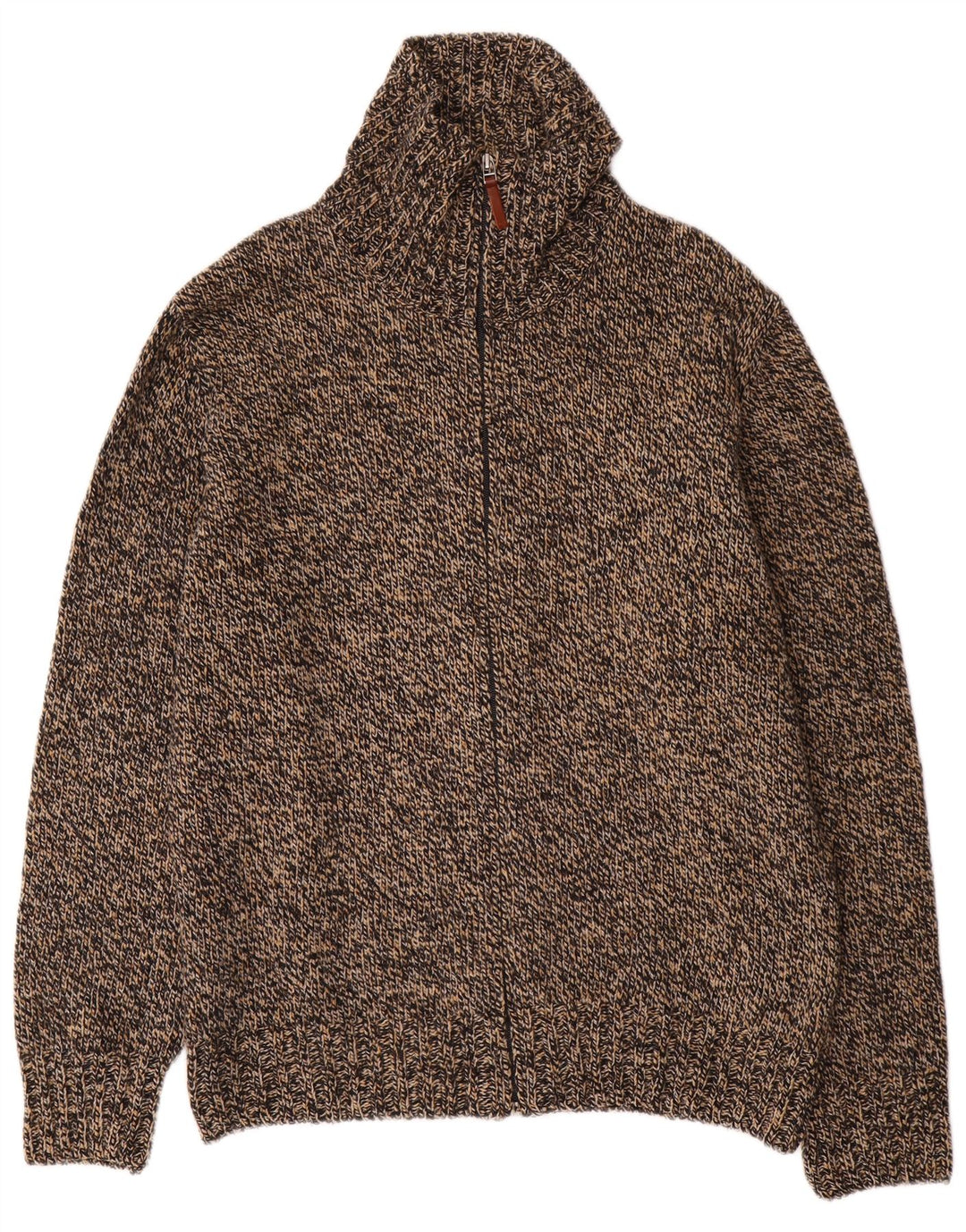 Ανδρικό πουλόβερ ζακέτα Massimo Dutti με μεγάλο καφέ μαλλί