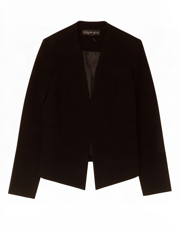 Topshop Γυναικεία Petite Crop Open Blazer Jacket UK 8 Small Black