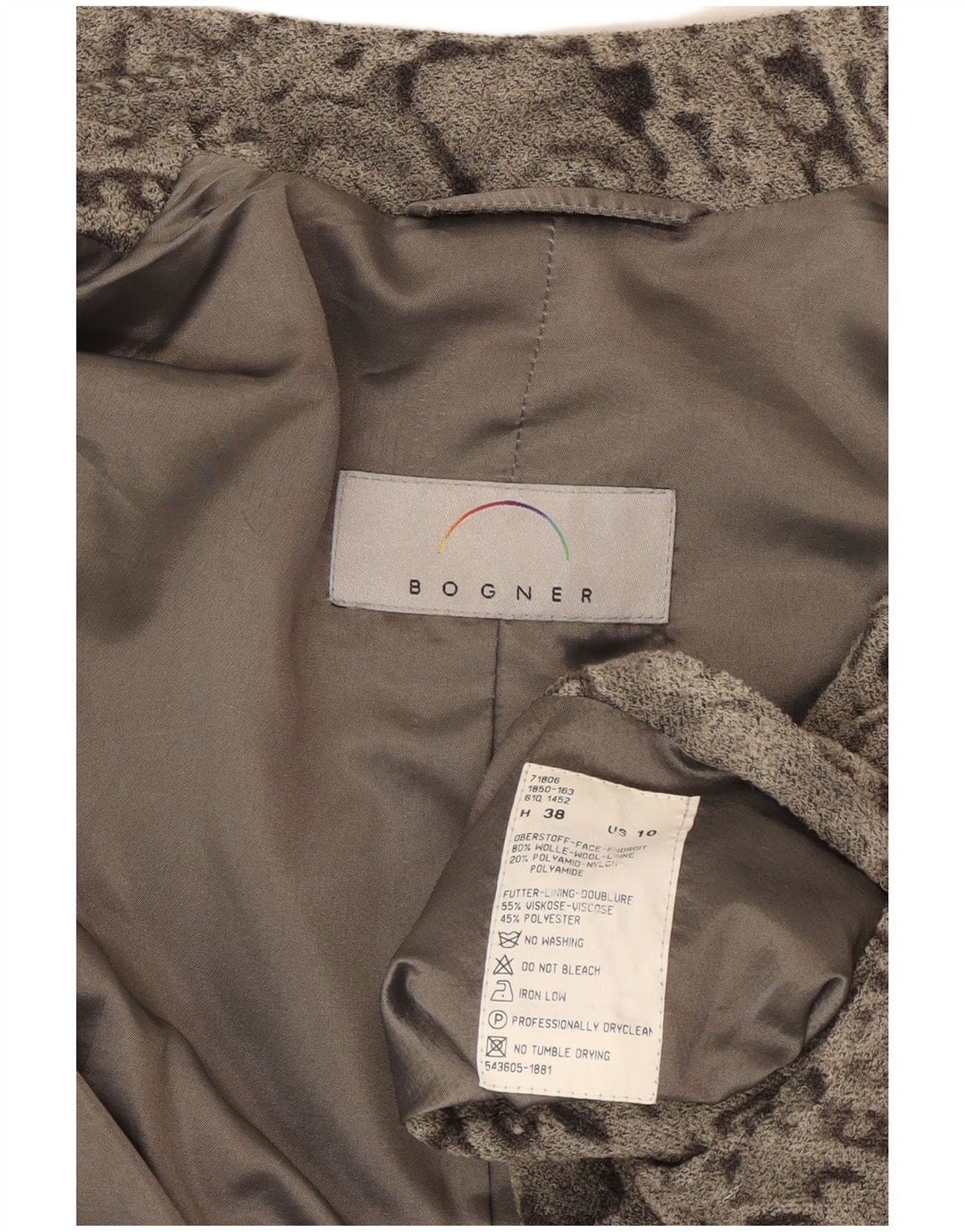 BOGNER Γυναικείο σακάκι 5 κουμπιών US 10 Large Grey Paisley Wool