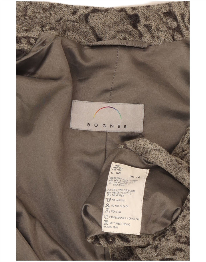 BOGNER Γυναικείο σακάκι 5 κουμπιών US 10 Large Grey Paisley Wool