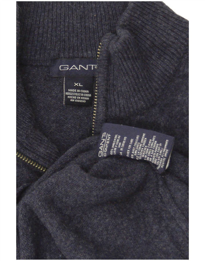 Ανδρικό πουλόβερ Gant Ζακέτα XL Navy Blue Lambswool