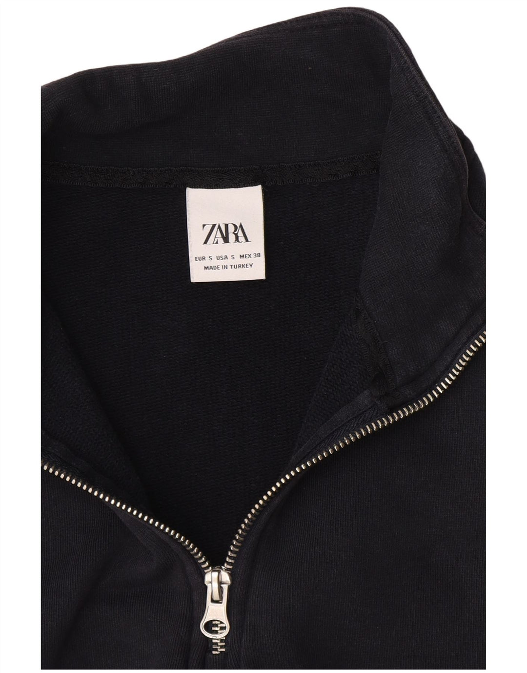 Zara Γυναικεία φούτερ με φερμουάρ Jumper UK 10 Small Navy Blue