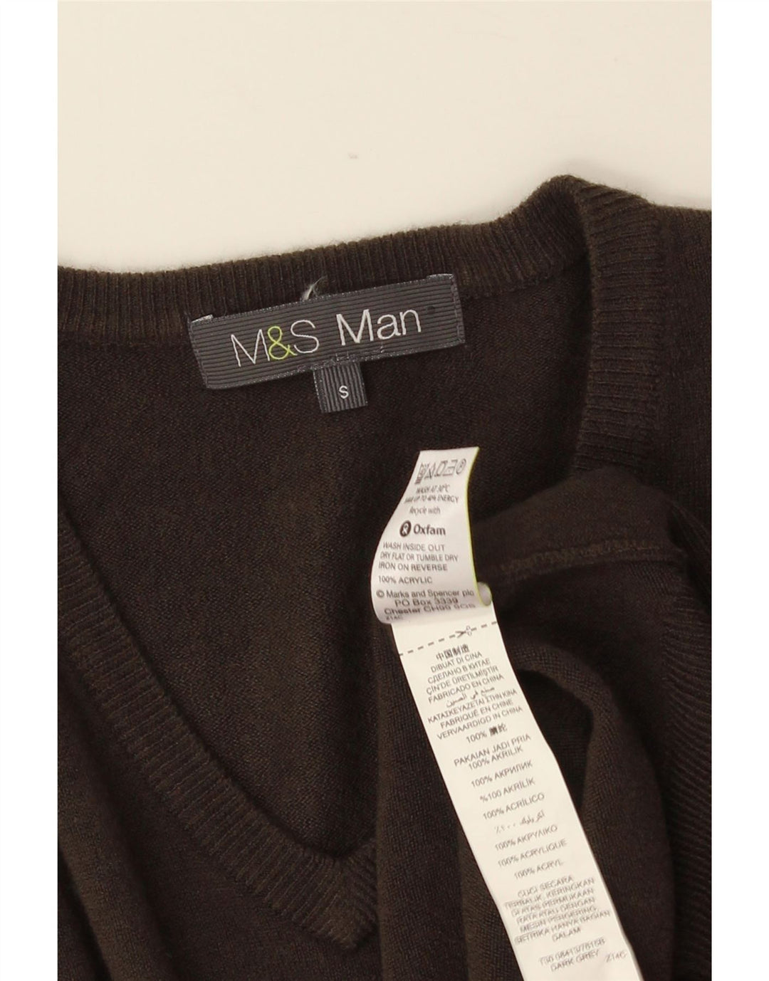 MARKS & SPENCER Ανδρικό πουλόβερ με λαιμόκοψη με V λαιμόκοψη μικρό γκρι ακρυλικό
