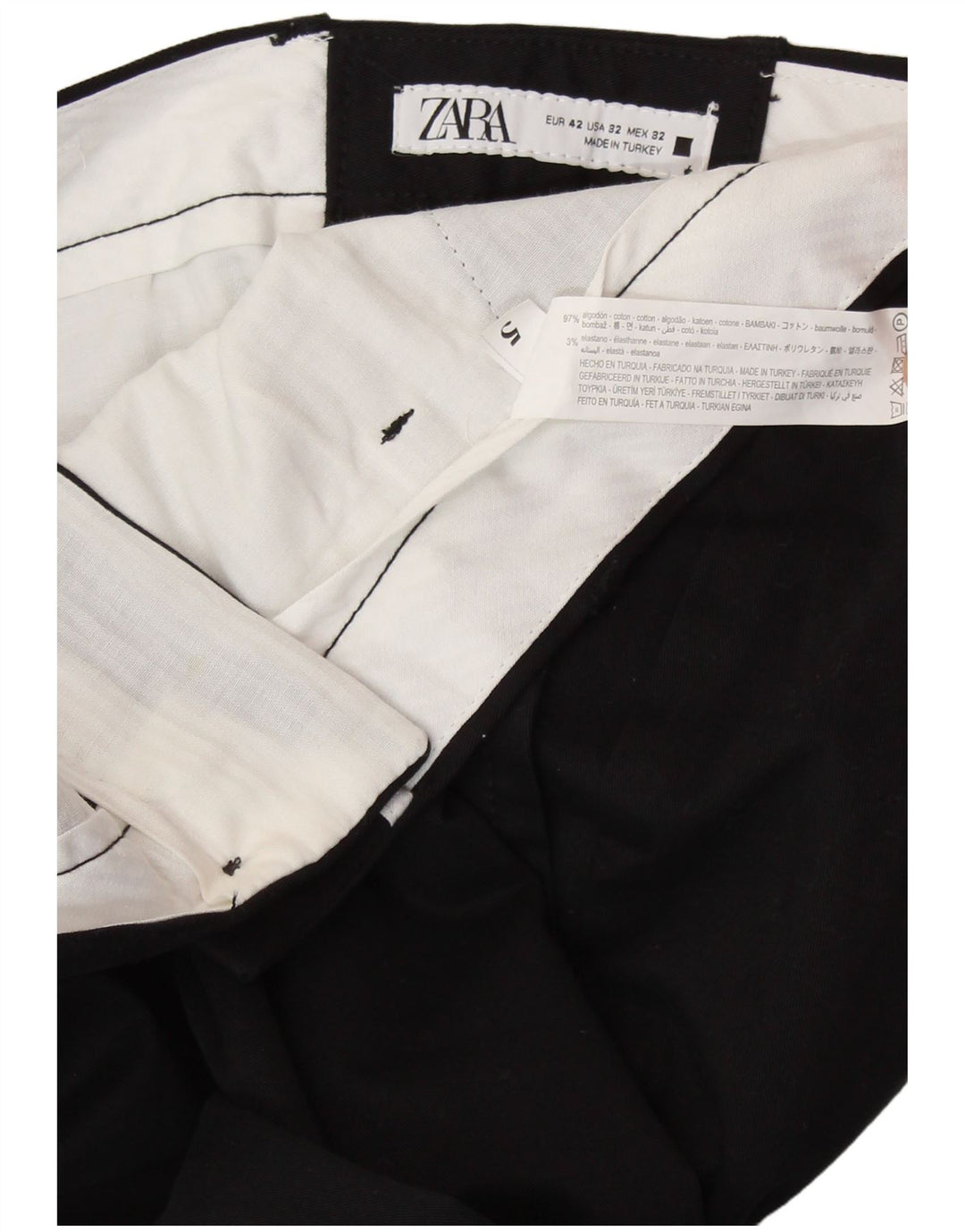 Ανδρικό Slim Suit Παντελόνι ZARA EU 42 Large W32 L31 Μαύρο βαμβακερό