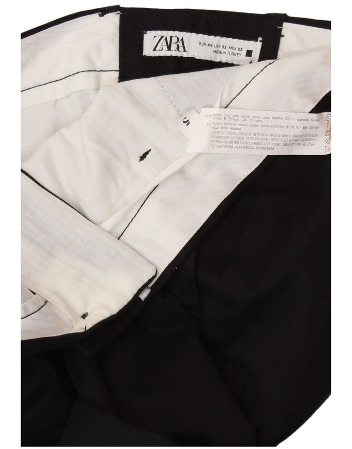 Ανδρικό Slim Suit Παντελόνι ZARA EU 42 Large W32 L31 Μαύρο βαμβακερό