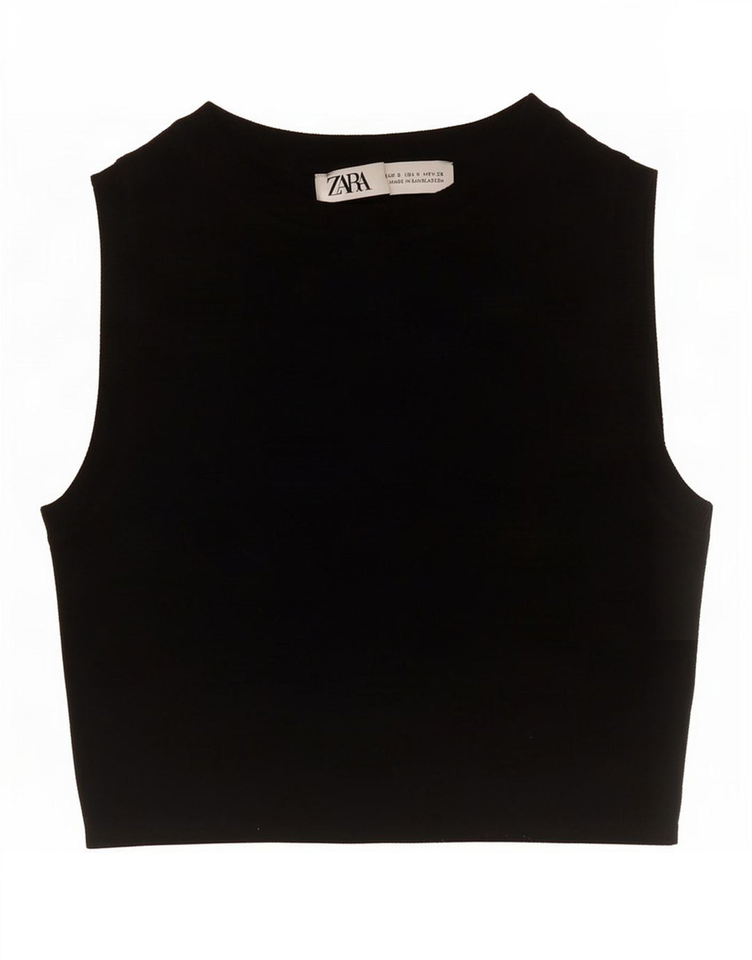 Zara Γυναικείο Crop Vest Top UK 8 Small Black Viscose