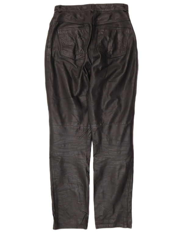 VINTAGE Γυναικείο κωνικό δερμάτινο παντελόνι UK 10 Small W28 L30 μαύρο δέρμα