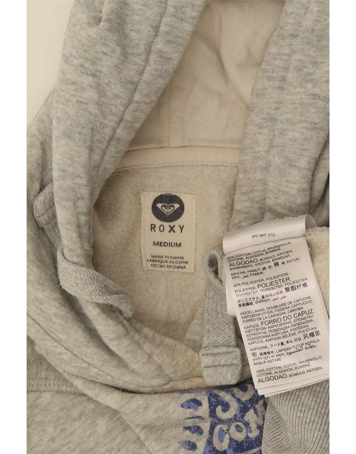 Γυναικείο Roxy Graphic Hoodie Jumper UK 12 Βαμβακερό μεσαίο γκρι φλύκταινα