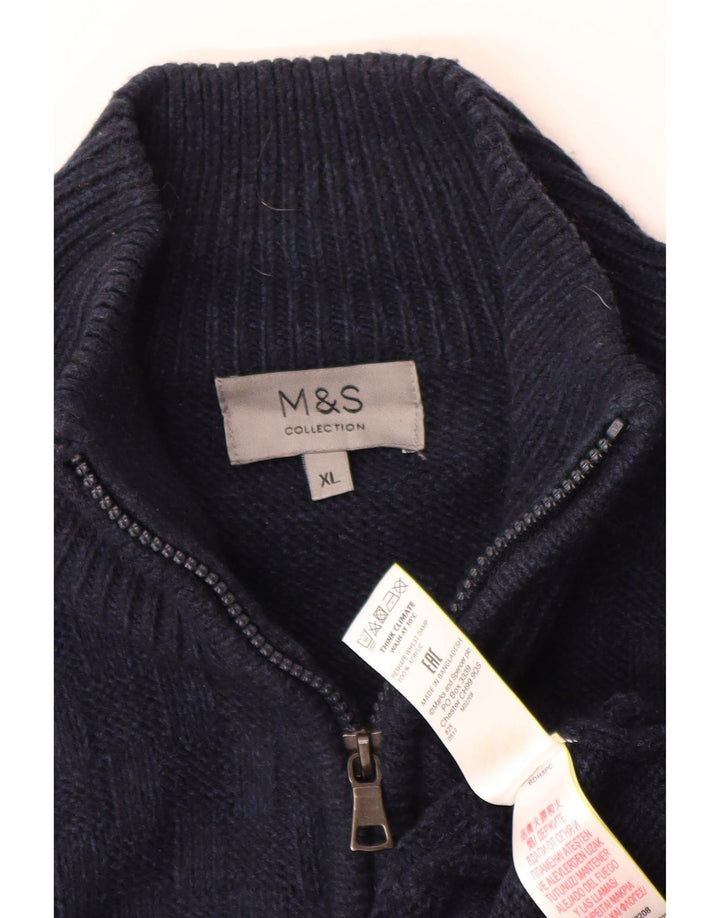 Marks & Spencer Ανδρικό πουλόβερ ζακέτα με φερμουάρ XL Navy Blue Ακρυλικό