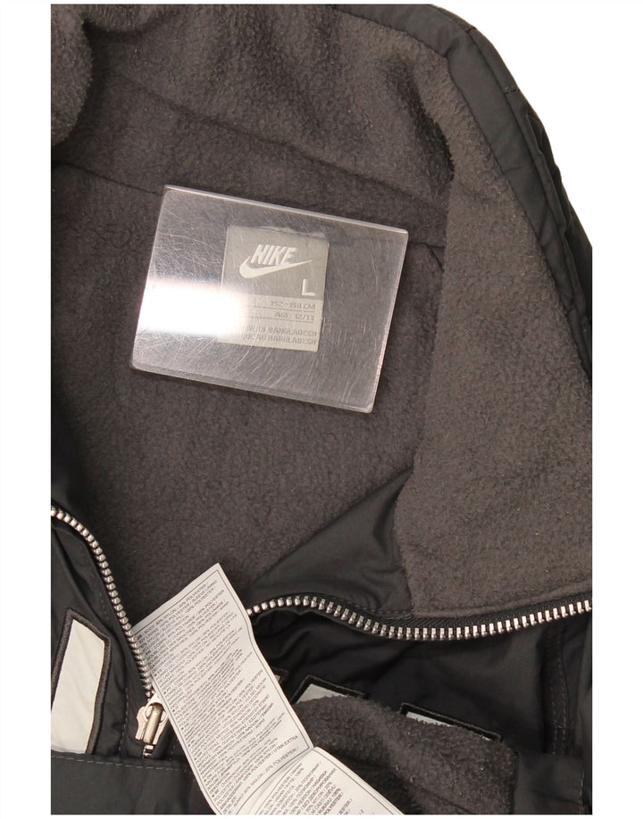 Nike Girls Graphic Windbreaker Jacket 12-13 Years Large Grey Polyester