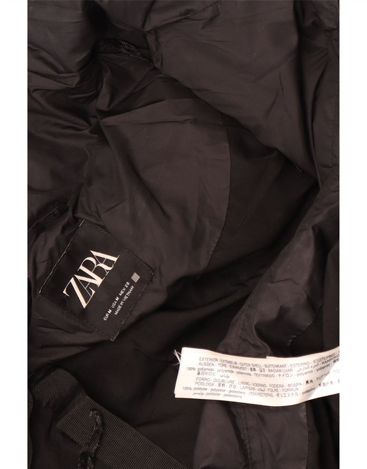 Zara γυναικείο παλτό με κουκούλα μεγάλου μεγέθους φουσκωμένο UK 14 Μεσαίο μαύρο πολυαμίδιο