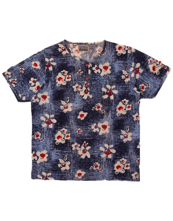 Vintage Γυναικείο γραφικό T-Shirt Top UK 18 XL Blue Floral